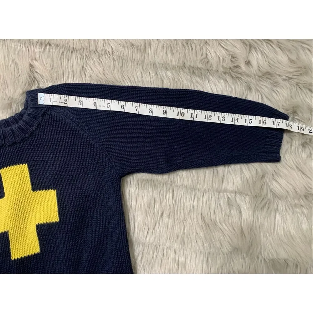 Gymboree Boys Navy Blue Knit Sweater Yellow Cross Large (4-5 years)